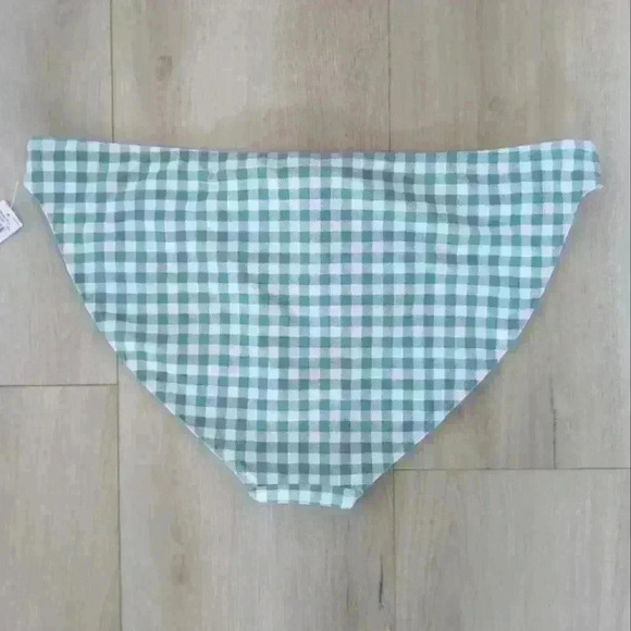 OLD NAVY | Women's Green/White Checkered Mid-Rise Full Coverage Bikini Bottoms - Picture 3 of 3
